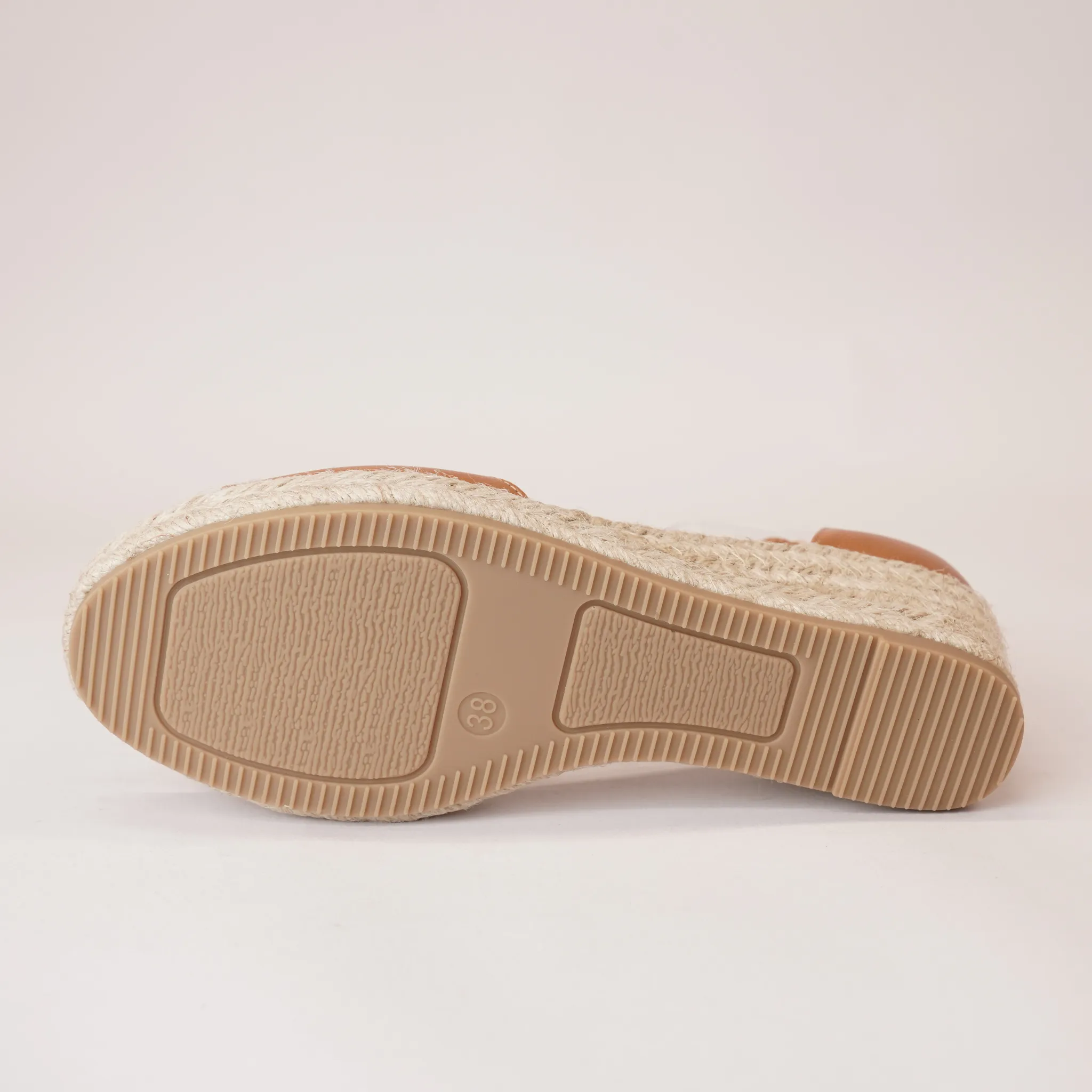 Skip Dark Tan Leather Espadrille Wedges