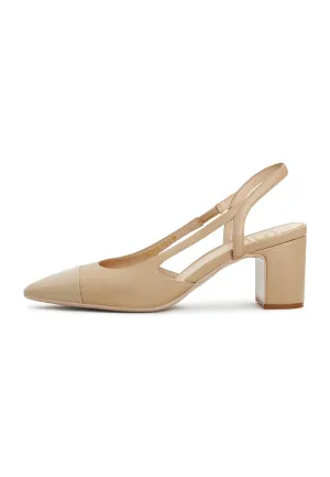 Slingback Block Heels Pumps Jasmine - Beige