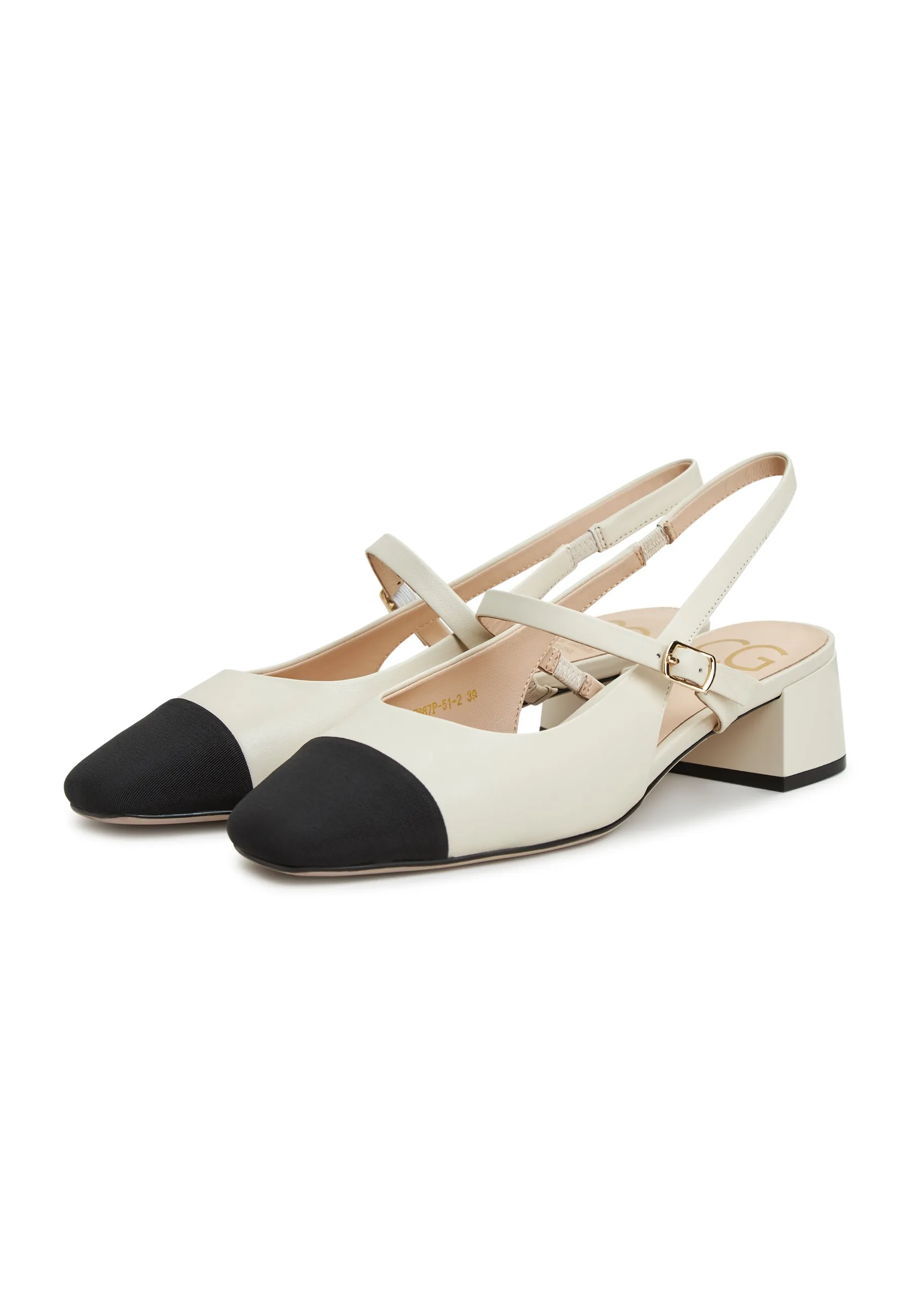 Slingback Block Heels Pumps Marisol - Ivory