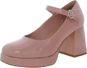 Steve Madden Mingle Pink Patent Block Heel Mary Jane Strap Fashion Pumps