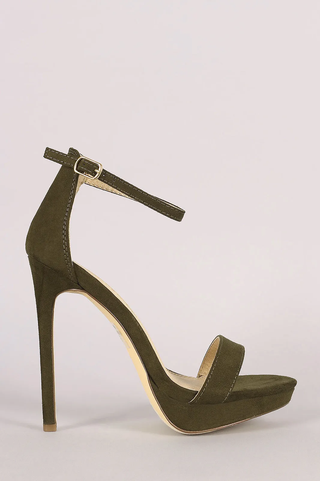 Suede Platform Ankle Strap Stiletto Heel