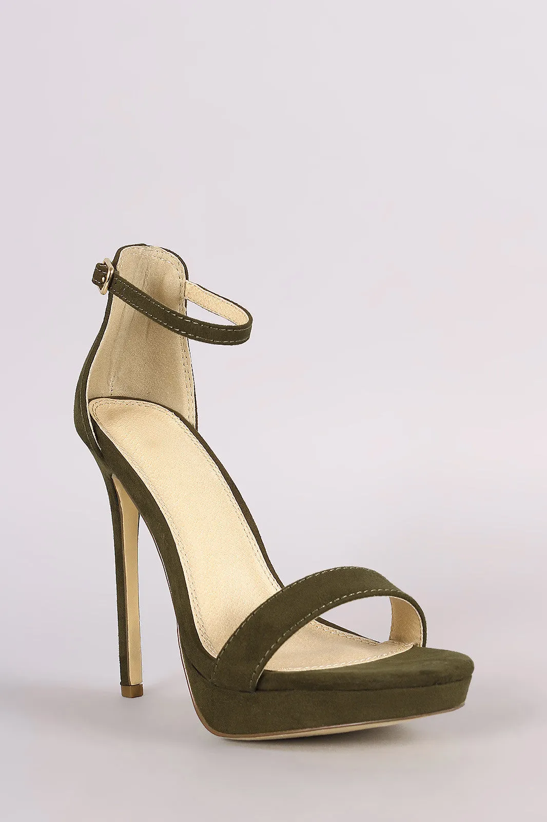 Suede Platform Ankle Strap Stiletto Heel