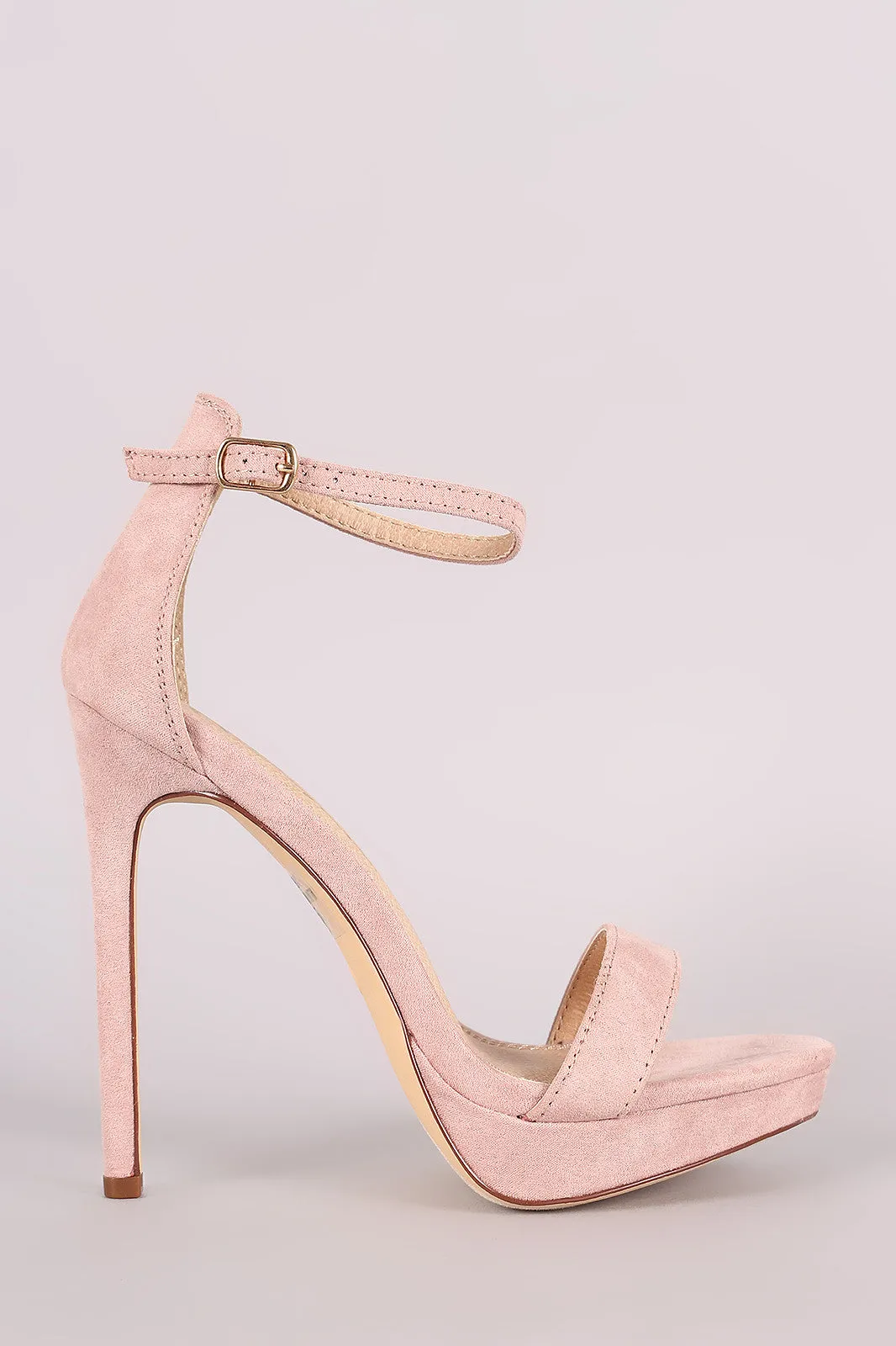 Suede Platform Ankle Strap Stiletto Heel