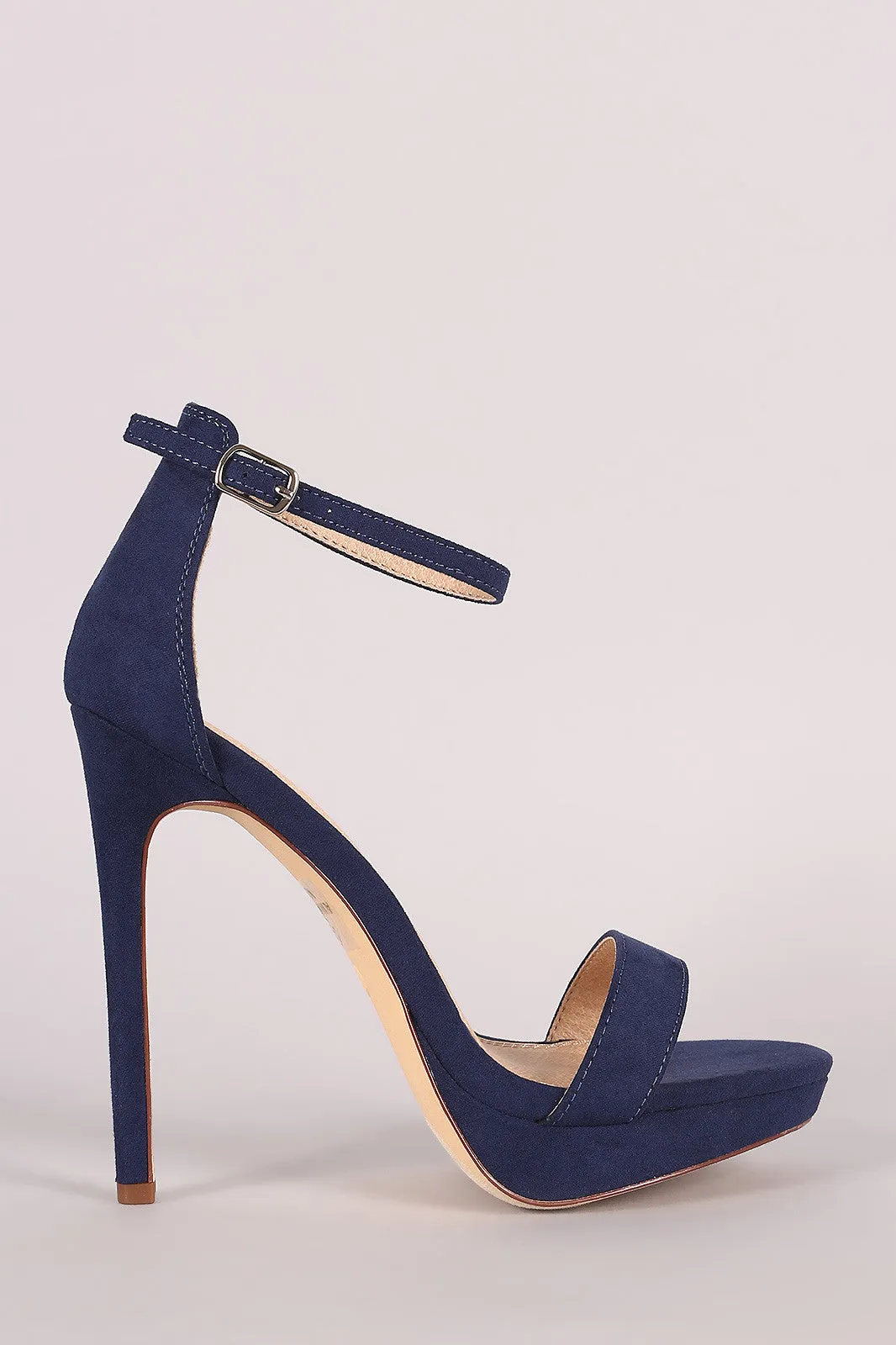 Suede Platform Ankle Strap Stiletto Heel