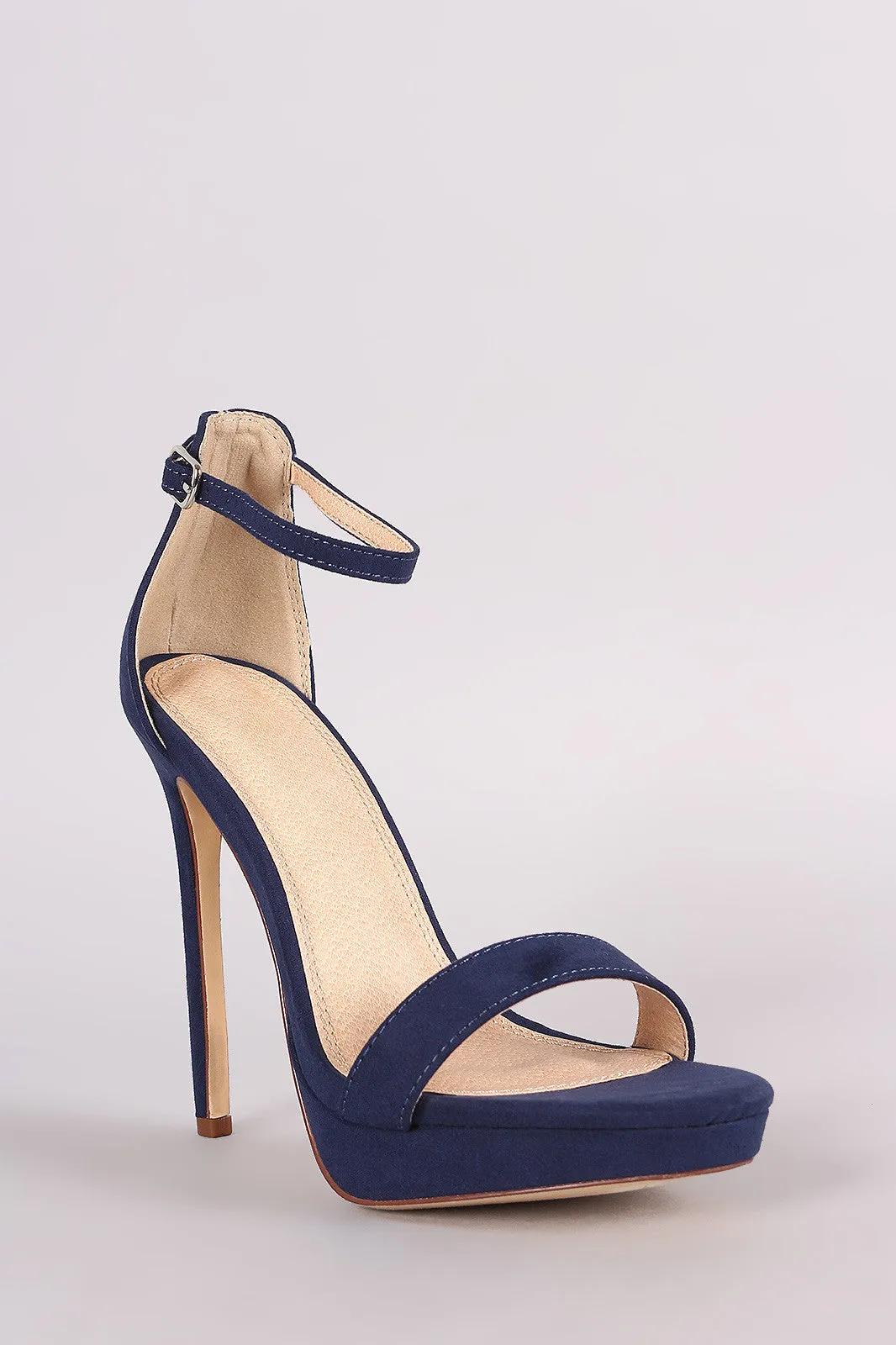 Suede Platform Ankle Strap Stiletto Heel