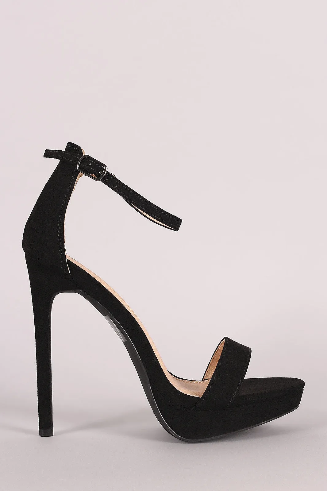 Suede Platform Ankle Strap Stiletto Heel