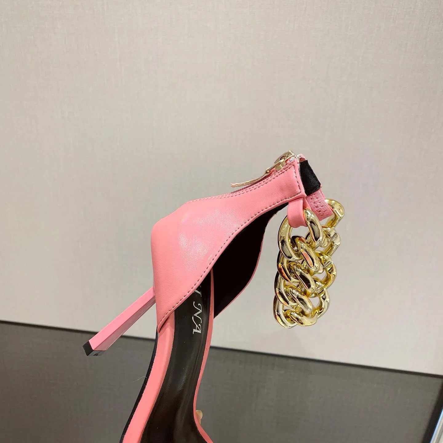 Unique Metal Chain Stylish Heels