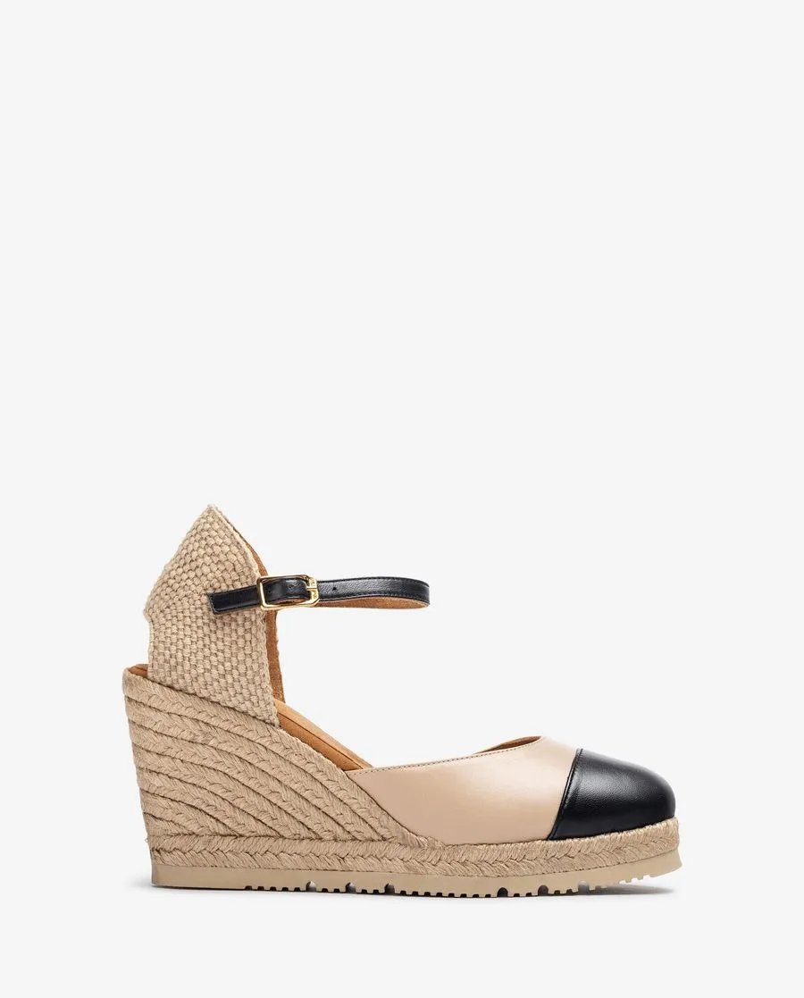 Unisa CAVA SuperLight Espadrille Wedges - Beige & Black