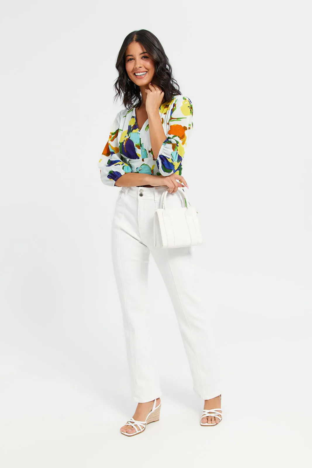 Woman White Printed Blouse