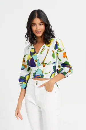 Woman White Printed Blouse