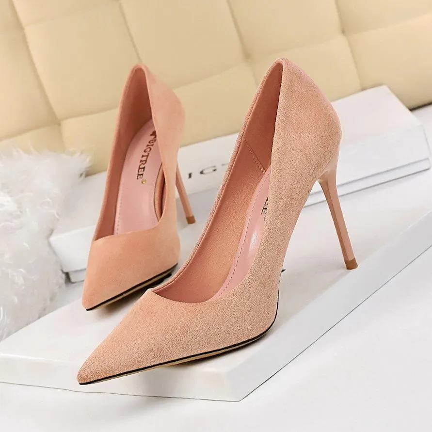 Women 3" pointed toe stiletto yellow heels | closed toe shallow stilettos