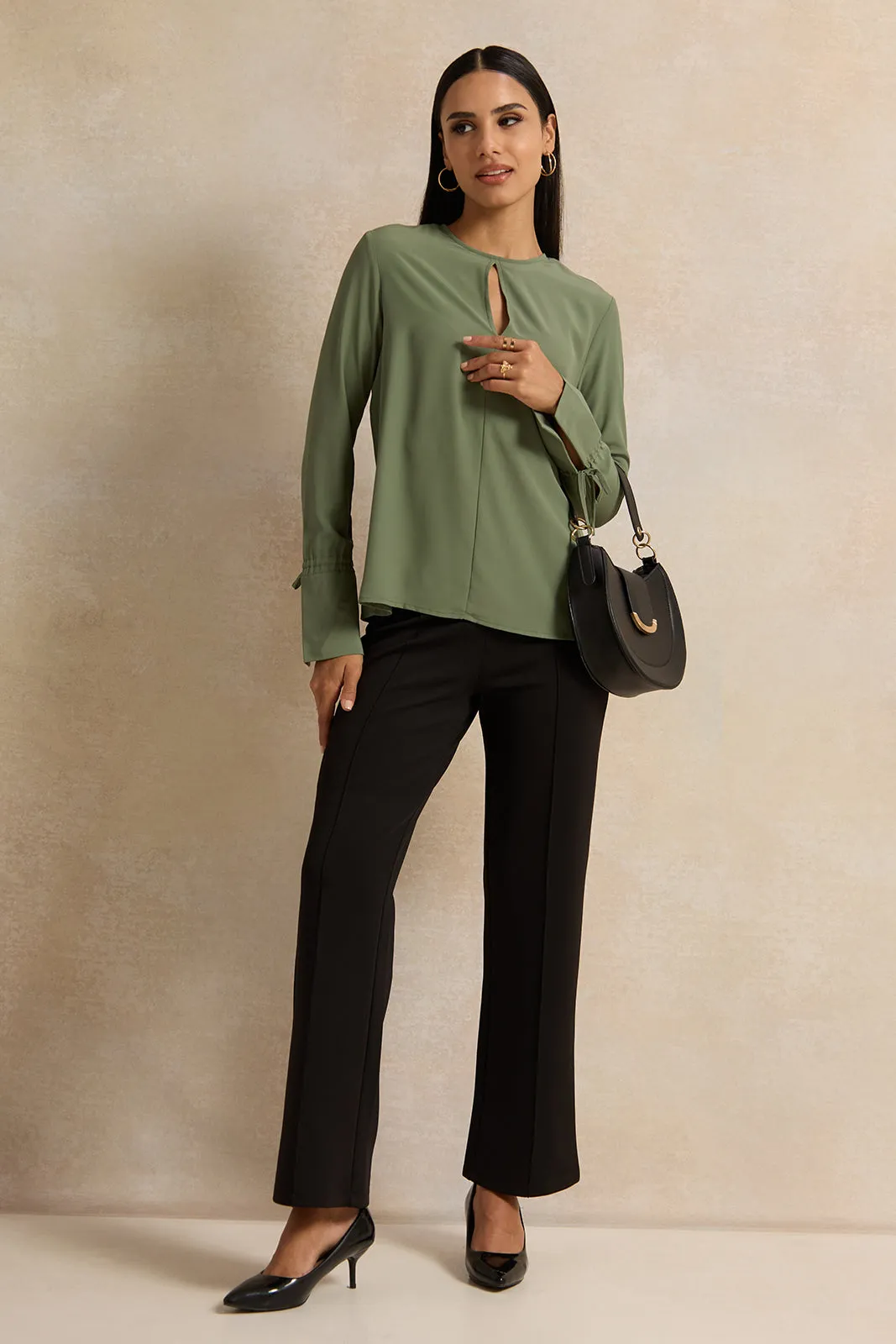 Women Green Crepe Blouse