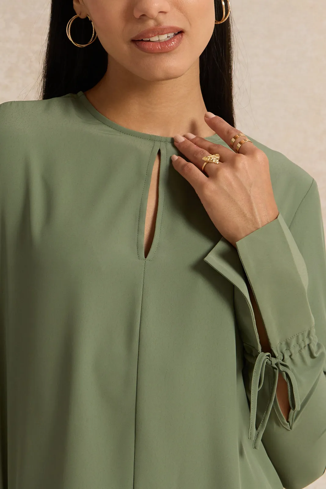 Women Green Crepe Blouse