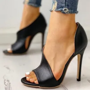 Women High Heel Peep Toe Hollow Out Heel Sandals