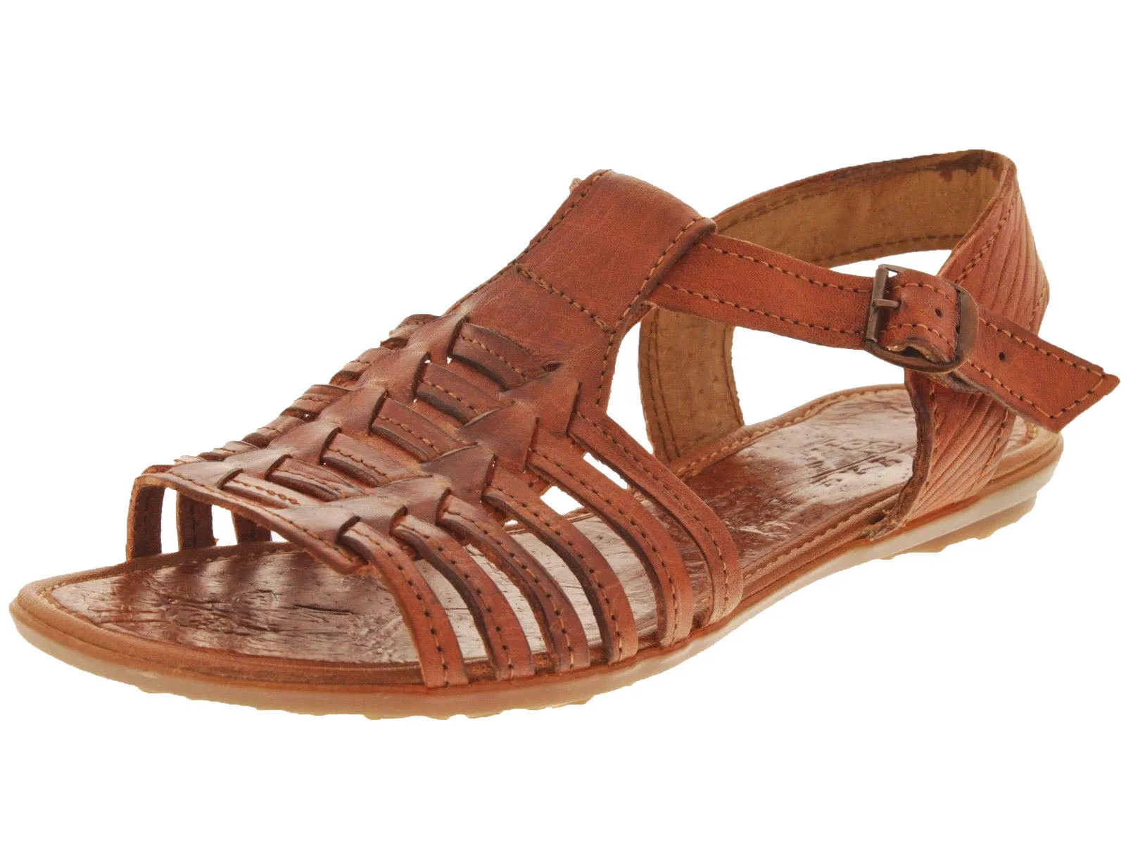 Womens Authentic Huaraches Real Leather Sandals Cognac - #402