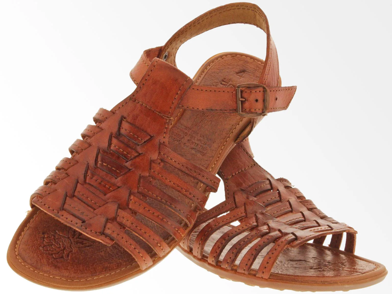 Womens Authentic Huaraches Real Leather Sandals Cognac - #402