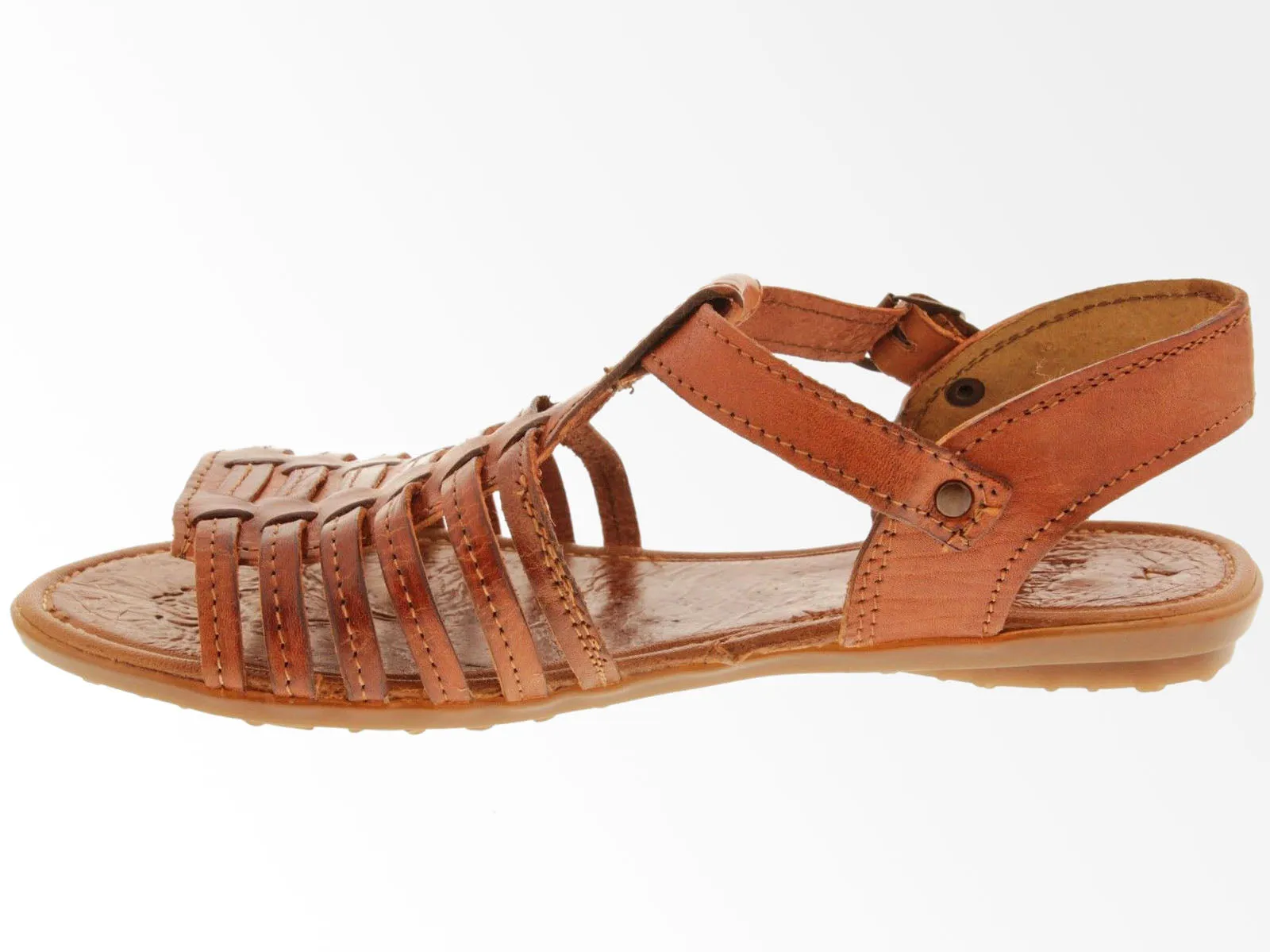 Womens Authentic Huaraches Real Leather Sandals Cognac - #402