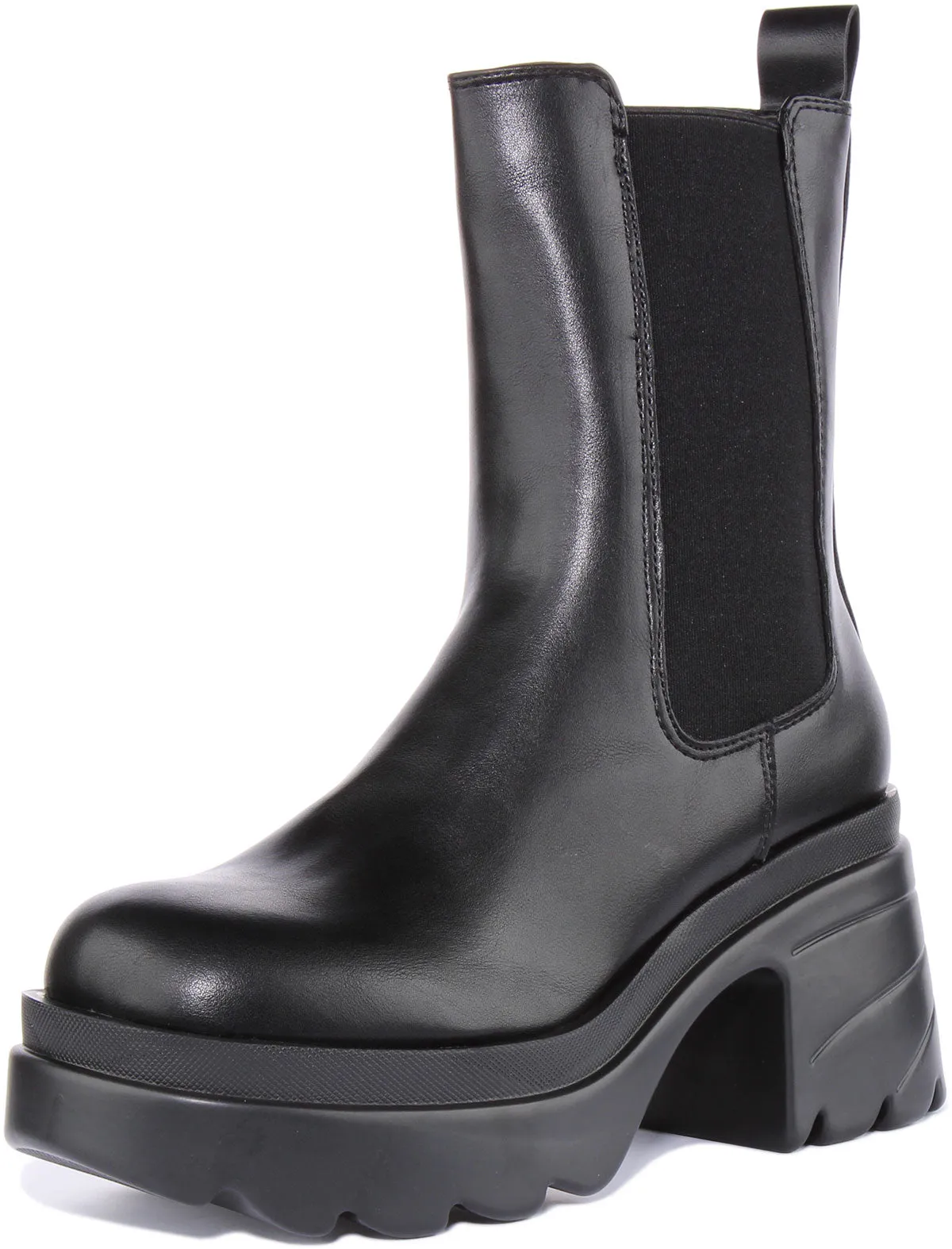 Womens Chunky Sole Chelsea Boot In Black