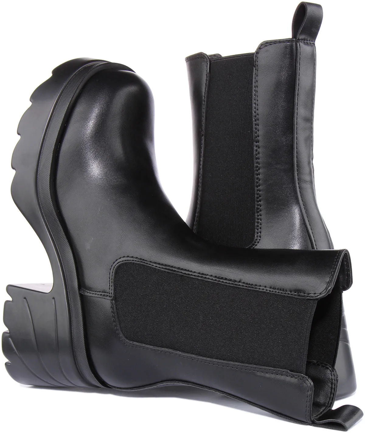 Womens Chunky Sole Chelsea Boot In Black