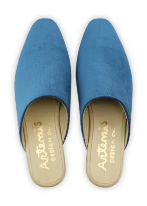 Women's Velvet Mules, French Navy